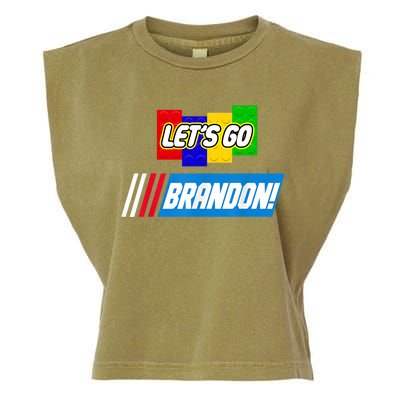 Let's Go Brandon Racing Biden Chant Spoof Logo Garment-Dyed Women's Muscle Tee