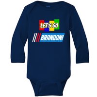 Let's Go Brandon Racing Biden Chant Spoof Logo Baby Long Sleeve Bodysuit