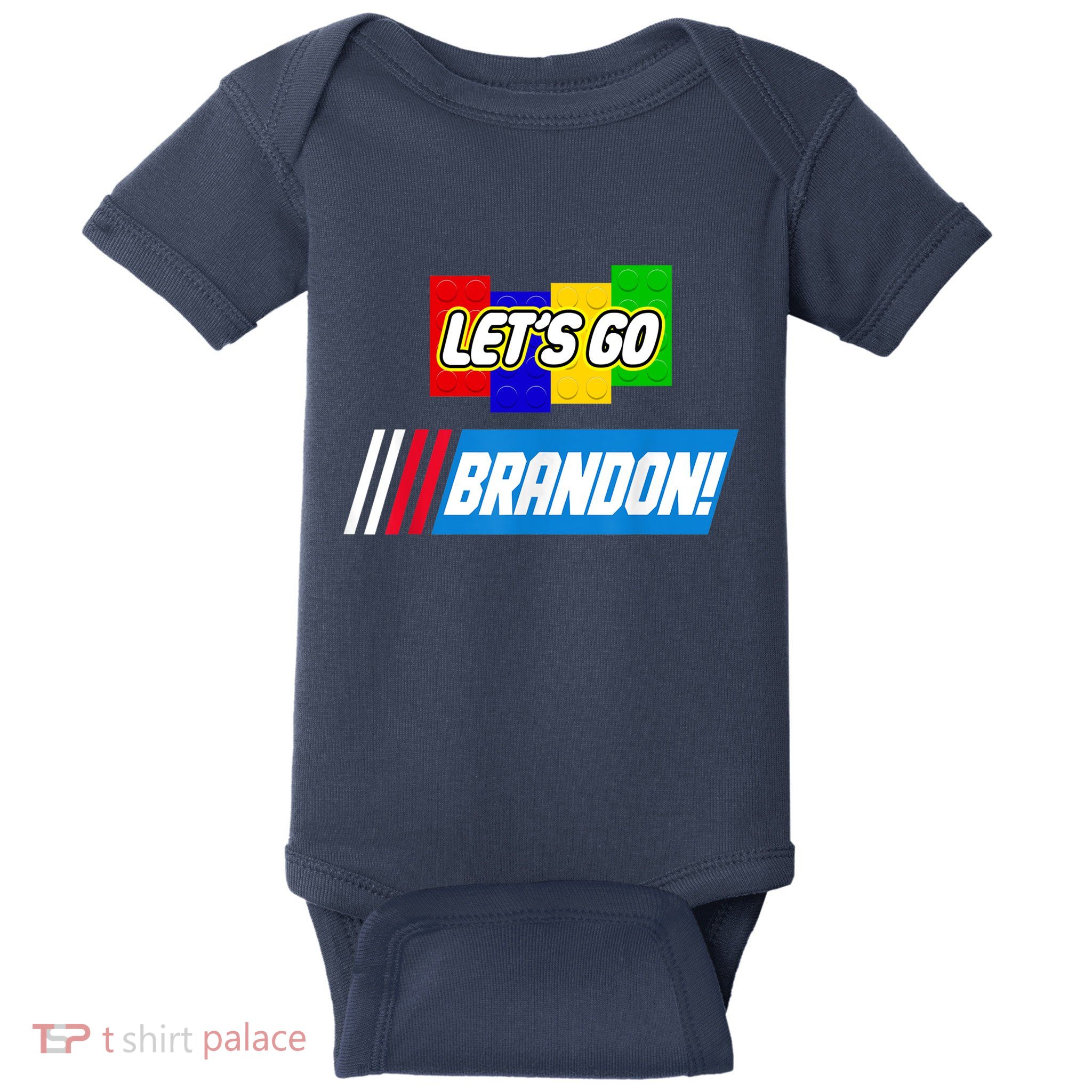 Let's Go Brandon Racing Biden Chant Spoof Logo Baby Bodysuit