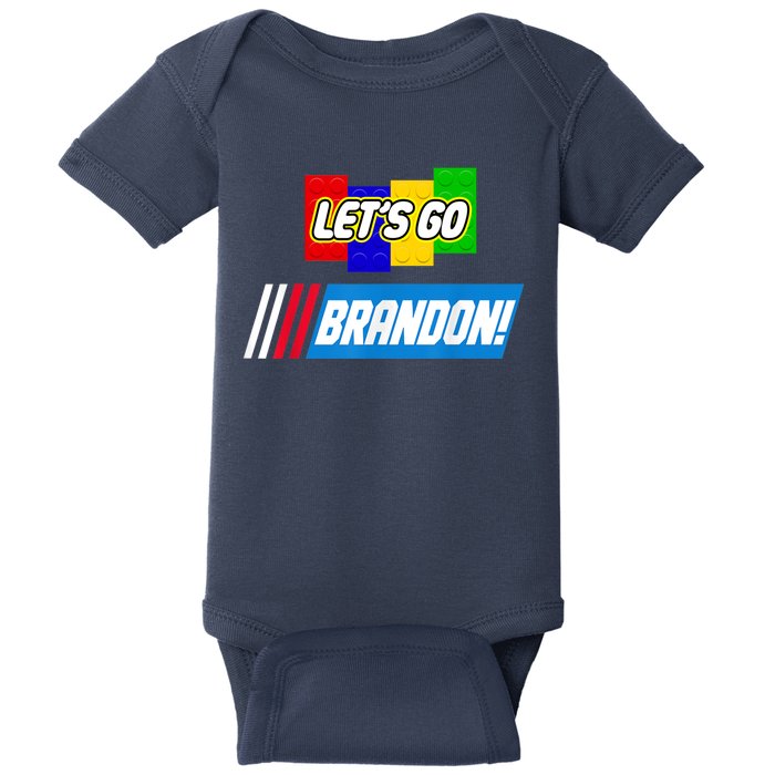 Let's Go Brandon Racing Biden Chant Spoof Logo Baby Bodysuit