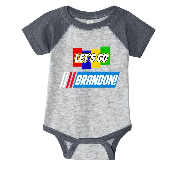 Let's Go Brandon Racing Biden Chant Spoof Logo Infant Baby Jersey Bodysuit