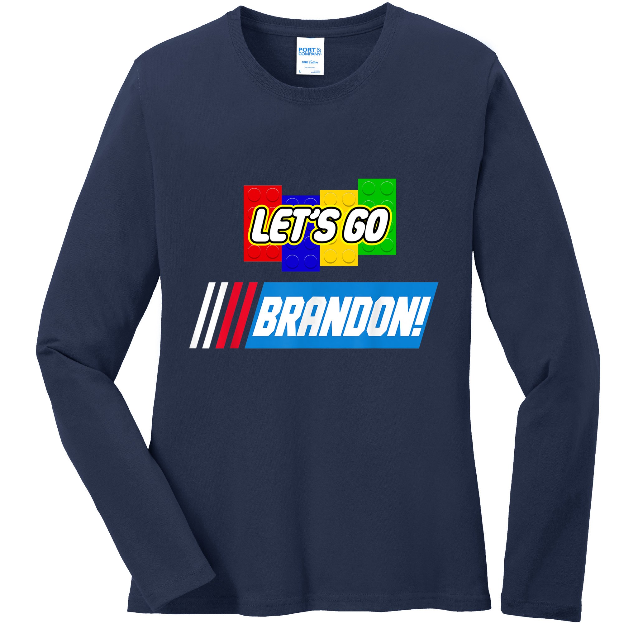 Let's Go Brandon Racing Biden Chant Spoof Logo Ladies Long Sleeve Shirt