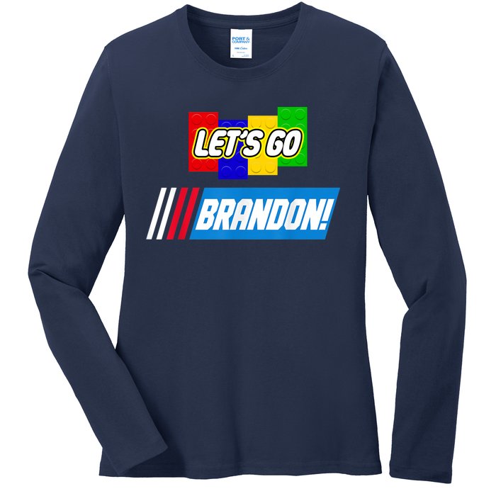 Let's Go Brandon Racing Biden Chant Spoof Logo Ladies Long Sleeve Shirt