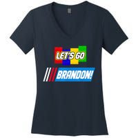 Let's Go Brandon Racing Biden Chant Spoof Logo Women's V-Neck T-Shirt