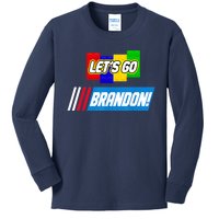 Let's Go Brandon Racing Biden Chant Spoof Logo Kids Long Sleeve Shirt