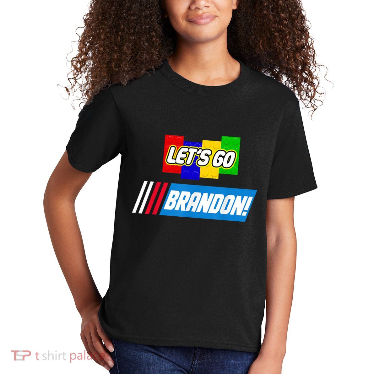 Let's Go Brandon Racing Biden Chant Spoof Logo Kids T-Shirt
