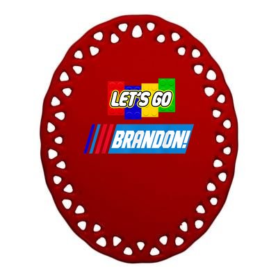 Let's Go Brandon Racing Biden Chant Spoof Logo Ceramic Oval Ornament