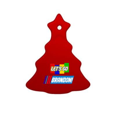 Let's Go Brandon Racing Biden Chant Spoof Logo Ceramic Tree Ornament