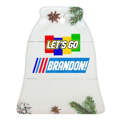 Let's Go Brandon Racing Biden Chant Spoof Logo Ceramic Bell Ornament