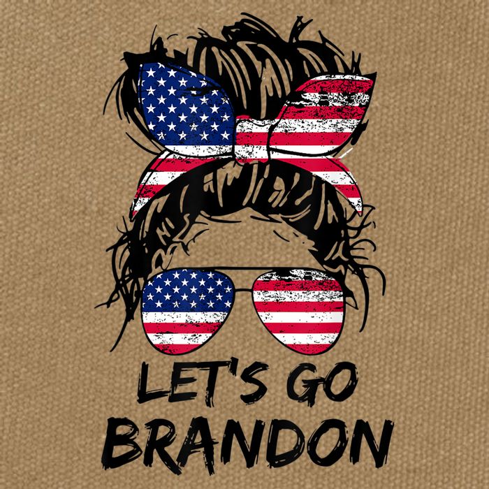 Let's Go Brandon Messy Bun America Flag Cotton Canvas Backpack