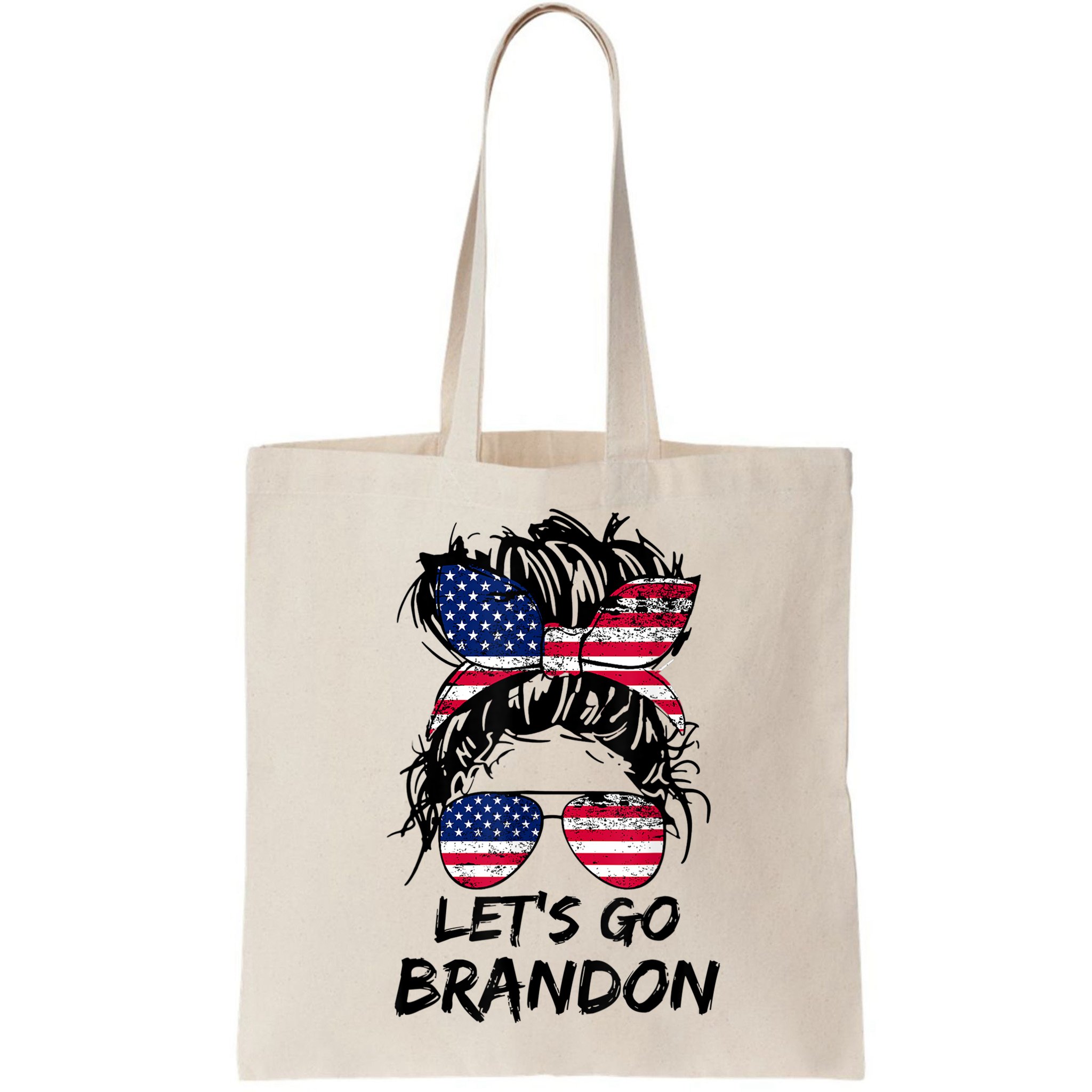 Let's Go Brandon Messy Bun America Flag Bag