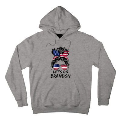 Let's Go Brandon Messy Bun America Flag Tall Hoodie