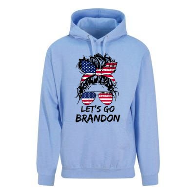 Let's Go Brandon Messy Bun America Flag Unisex Surf Hoodie