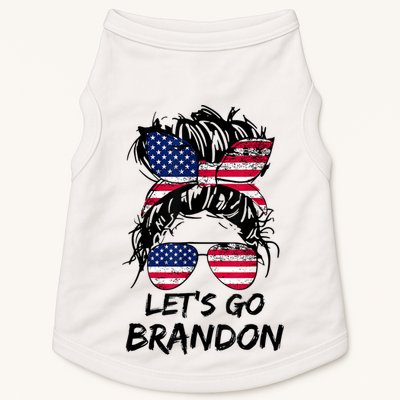 Let's Go Brandon Messy Bun America Flag Doggie Tank