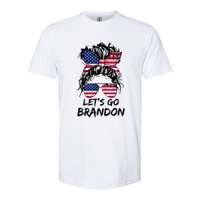 Let's Go Brandon Messy Bun America Flag Softstyle CVC T-Shirt