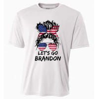 Let's Go Brandon Messy Bun America Flag Cooling Performance Crew T-Shirt