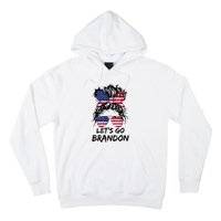 Let's Go Brandon Messy Bun America Flag Hoodie