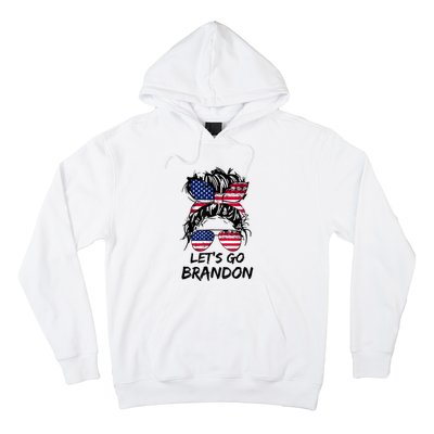 Let's Go Brandon Messy Bun America Flag Hoodie