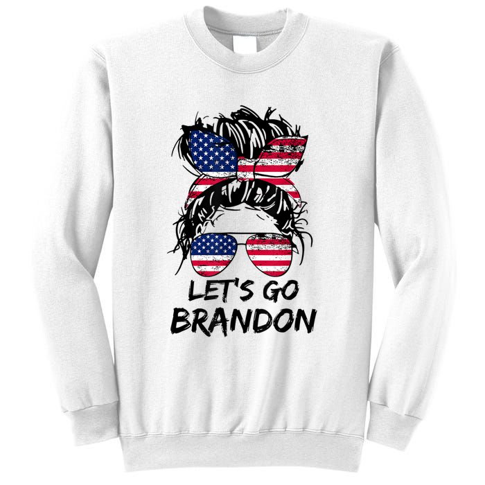 Let's Go Brandon Messy Bun America Flag Sweatshirt