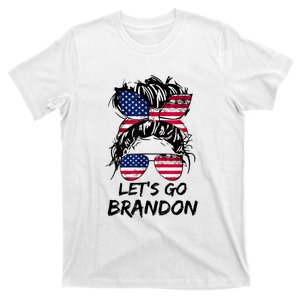 Let's Go Brandon Messy Bun America Flag T-Shirt