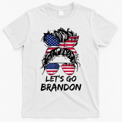 Let's Go Brandon Messy Bun America Flag T-Shirt