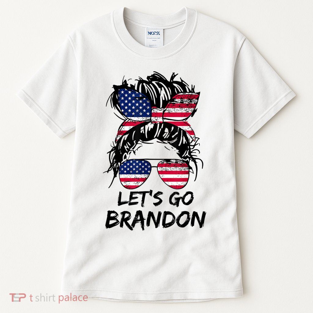 Let's Go Brandon Messy Bun America Flag Tall T-Shirt