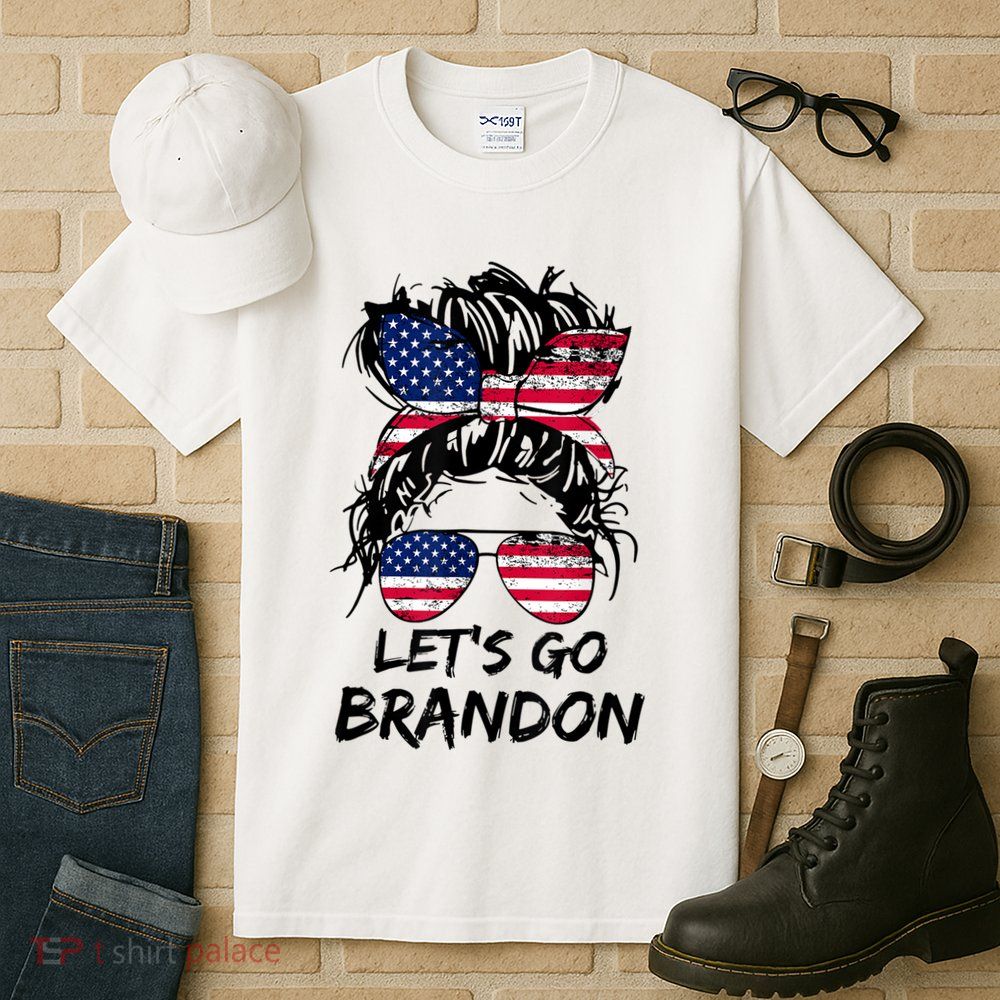 Let's Go Brandon Messy Bun America Flag Tall T-Shirt