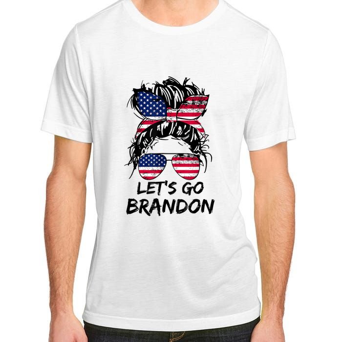 Let's Go Brandon Messy Bun America Flag Adult ChromaSoft Performance T-Shirt