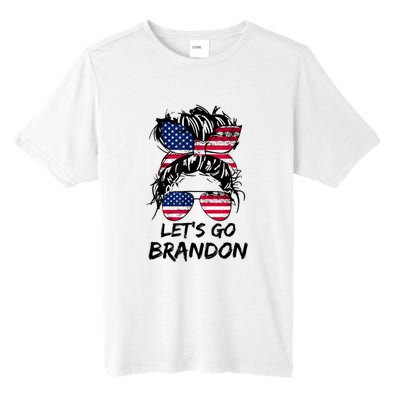 Let's Go Brandon Messy Bun America Flag Tall Fusion ChromaSoft Performance T-Shirt