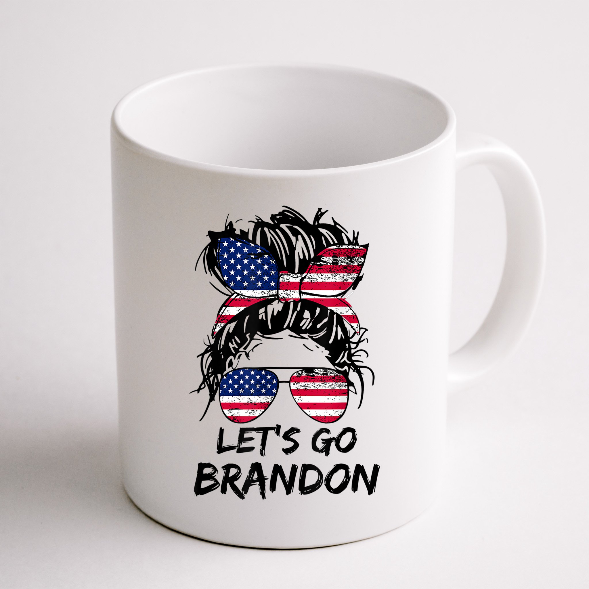 Let's Go Brandon Messy Bun America Flag Mug