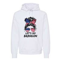 Let's Go Brandon Messy Bun America Flag Premium Hoodie