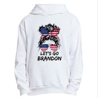 Let's Go Brandon Messy Bun America Flag Urban Pullover Hoodie