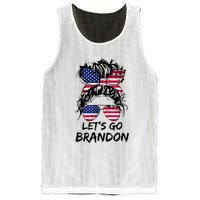 Let's Go Brandon Messy Bun America Flag Mesh Reversible Basketball Jersey Tank