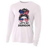 Let's Go Brandon Messy Bun America Flag Cooling Performance Long Sleeve Crew