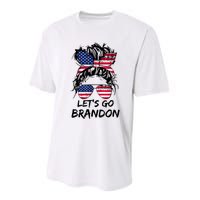 Let's Go Brandon Messy Bun America Flag Performance Sprint T-Shirt