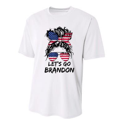 Let's Go Brandon Messy Bun America Flag Performance Sprint T-Shirt