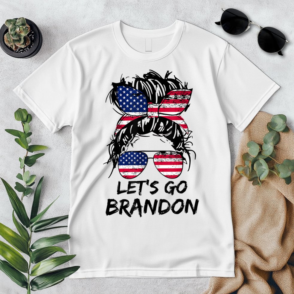 Let's Go Brandon Messy Bun America Flag Premium T-Shirt