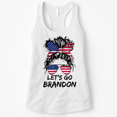 Let's Go Brandon Messy Bun America Flag Womens Tank Top