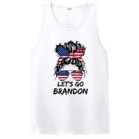 Let's Go Brandon Messy Bun America Flag PosiCharge Competitor Tank