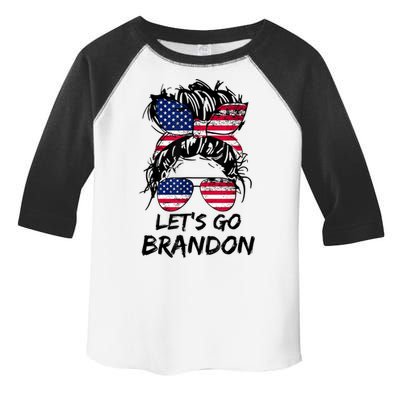 Let's Go Brandon Messy Bun America Flag Toddler Fine Jersey T-Shirt