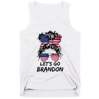 Let's Go Brandon Messy Bun America Flag Tank Top