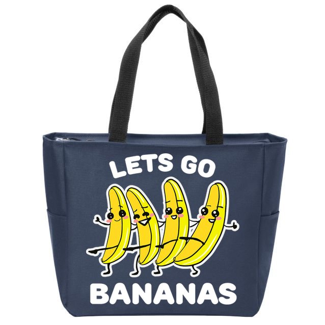 Let's Go Banana Funny Banana Squad Dancing Cute Zip Tote Bag