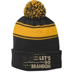 Let's Go Brandon Lets Go Brandon Lets Go Brandon Let's Go Brandon Stripe Pom Pom Beanie