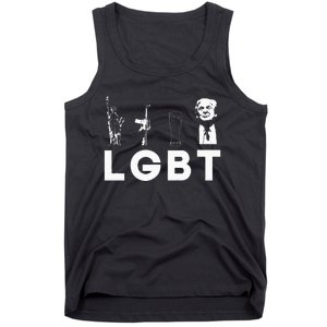 liberty guns beer trump lgbt parody 4th of july usa flag Tank Top