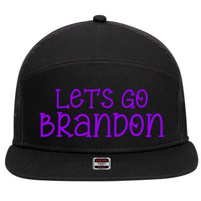 Let's Go Brandon Simple Purple Text 7 Panel Mesh Trucker Snapback Hat