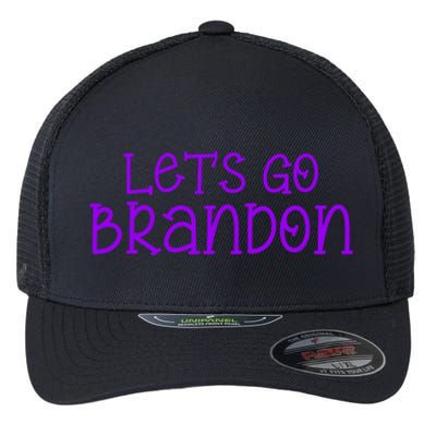 Let's Go Brandon Simple Purple Text Flexfit Unipanel Trucker Cap