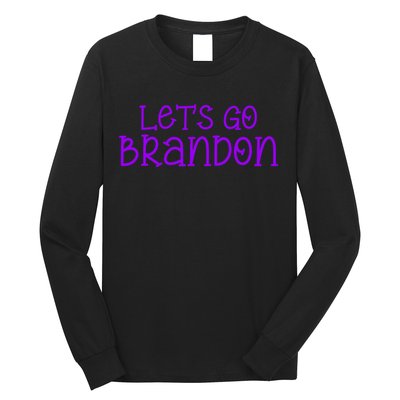 Let's Go Brandon Simple Purple Text Long Sleeve Shirt