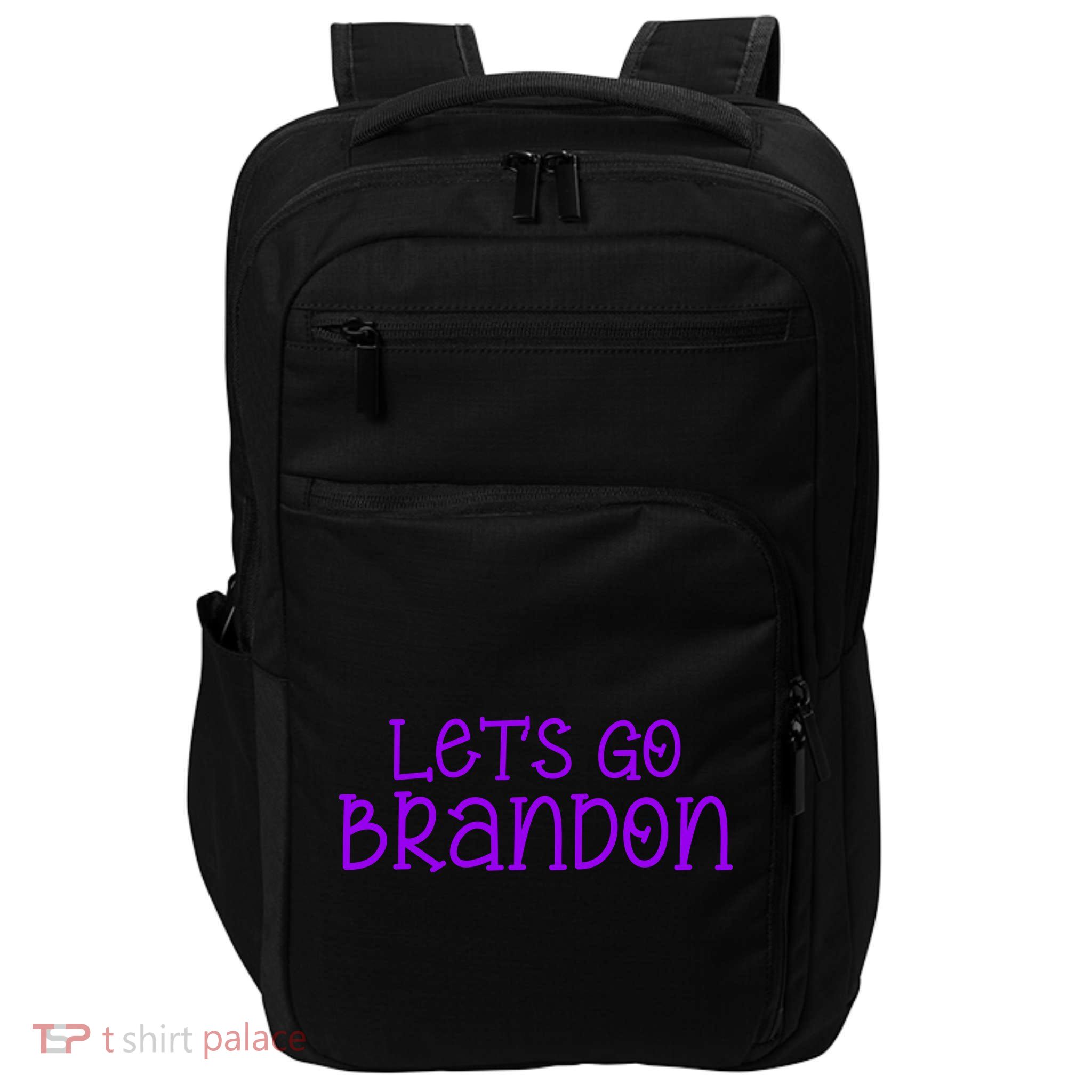 Let's Go Brandon Simple Purple Text Impact Tech Backpack