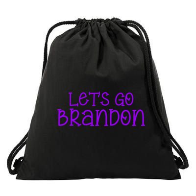 Let's Go Brandon Simple Purple Text Drawstring Bag