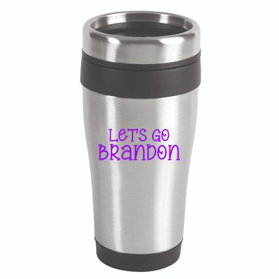 Let's Go Brandon Simple Purple Text 16oz Travel Tumbler